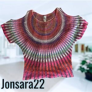 Colorful Boho mesh top